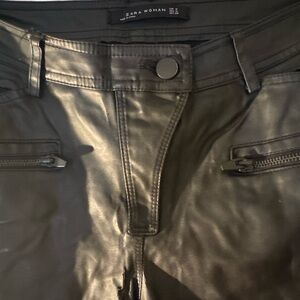 ZARA motto faux leather pants. Size Medium. Great Shape, tapered leg, raw hem.